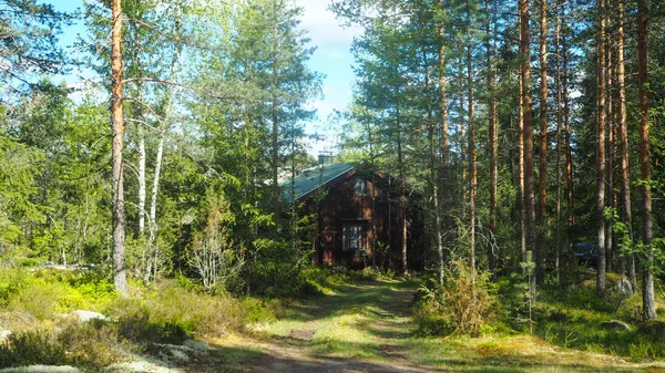 Kleines Haus Inmitten Des Finnischen Waldes — Stockfoto