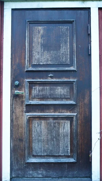 Vieille Rustique Porte Entrée Bois Dans Finland — Photo