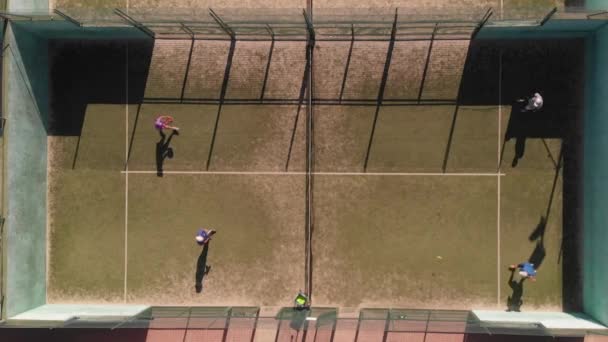 Padel Maç Çiftler Için Dron Görünümünden — Stok video