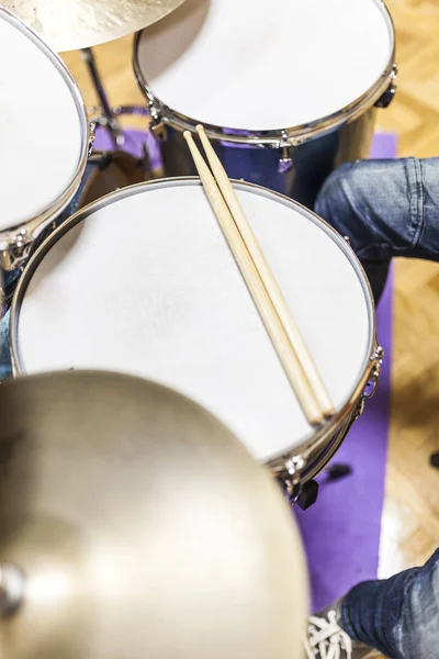 Drumsticks Gestempeld Trommel — Stockfoto