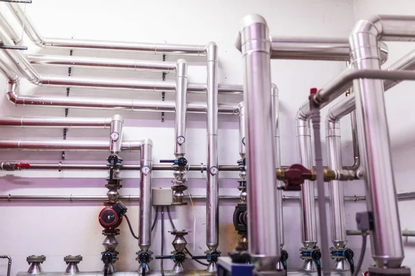 Tubos Agua Acero Para Instalación Industrial Agua Caliente Palancas Corte — Foto de Stock