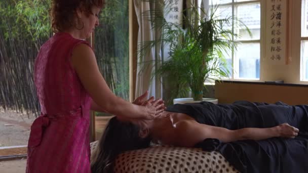 Mulher Ter Volta Ayurveda Tratamento Massagem Nas Costas Usando Óleo — Vídeo de Stock