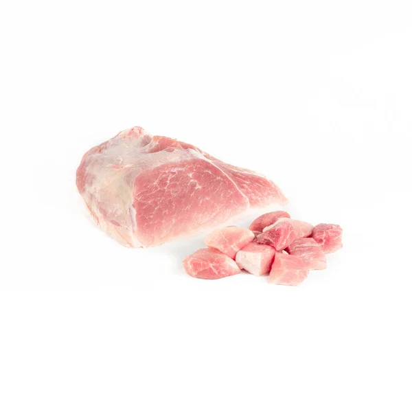 Stücke Iberischen Schweineschulterfleisches Fotografiert Auf Reinweißem Hintergrund Für Den Commerce — Stockfoto