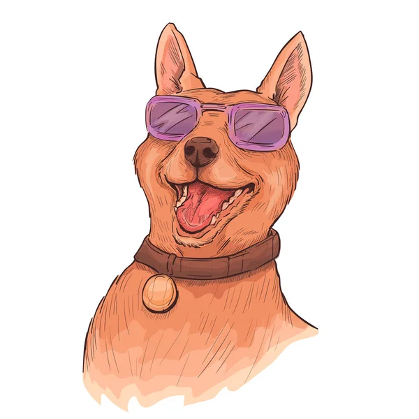 Watercolor Funny dog — Stock Vector
