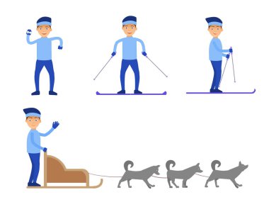 takım köpekler, gökyüzü, kış