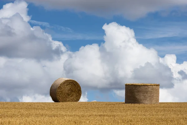 Halmbalar Sammansättning Jordbruks Korn Fält Morvan Frankrike — Stockfoto
