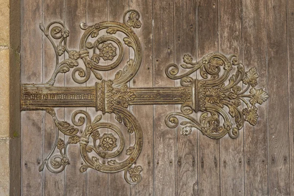 Zawias Drzwi Kościoła Romańskiego Sanit Pierre Saint Benoit Perrecy Les — Zdjęcie stockowe