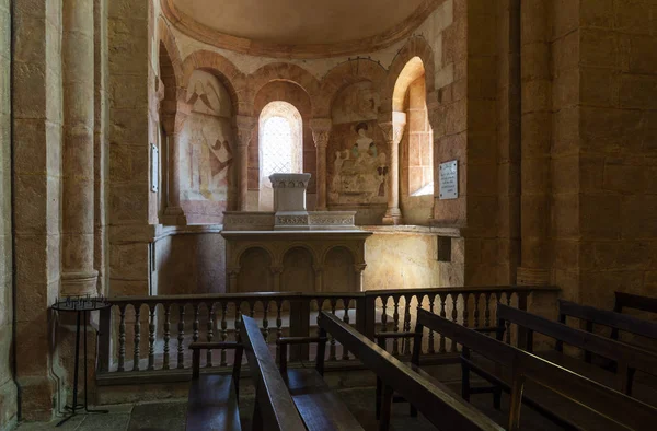 Gourdon France August 2018 Interior Pink Color Wooden Benches Huge — Stock Photo, Image