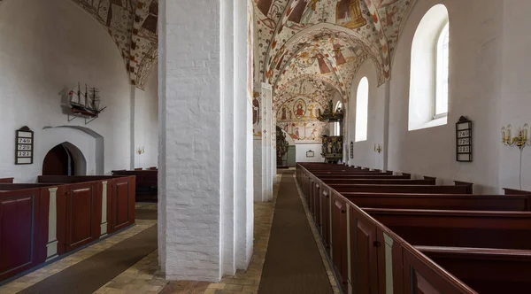 Lun Dinamarca Septiembre 2018 Interior Iglesia Fanefjord Con Techo Colorido — Foto de Stock