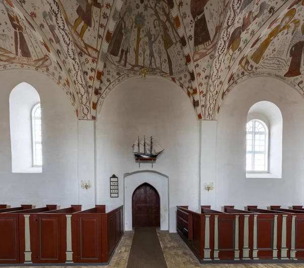 Mon Denemarken September 2018 Interieur Van Fanefjord Kerk Met Kleurrijke — Stockfoto