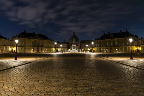 Amalienborg Sarayı Ikamet Kopenhag Danimarka Kraliçesi Gece — Stok fotoğraf