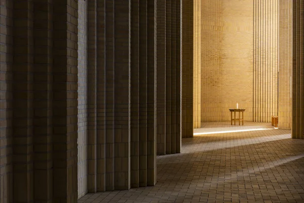 Copenhagen Denmark September 2018 Interior Grundtvigs Church Kirke Brick Pillars — Stock Photo, Image