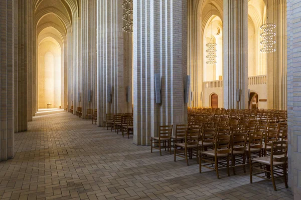 Copenhagen Denmark September 2018 Interior Grundtvigs Church Kirke Brick Pillars — Stock Photo, Image