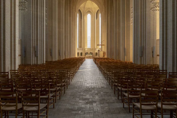 Copenhagen Denmark September 2018 Interior Grundtvigs Church Kirke Brick Pillars — Stock Photo, Image