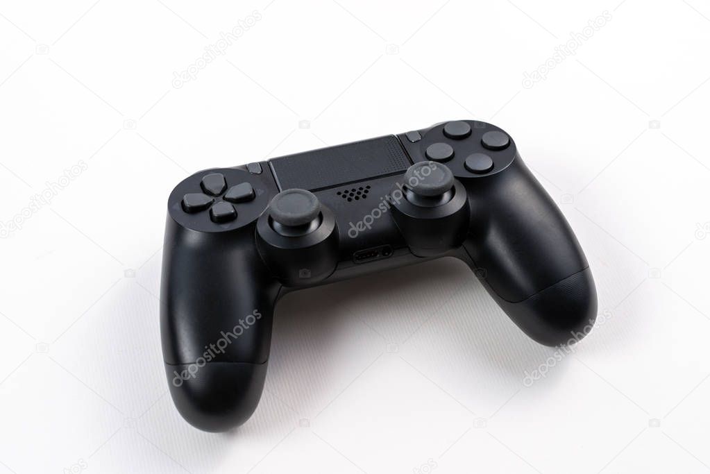 Black joystick isolated on a white background