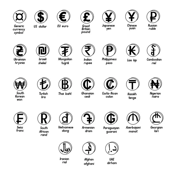 Conjunto de símbolos básicos da moeda mundial Ilustração De Stock