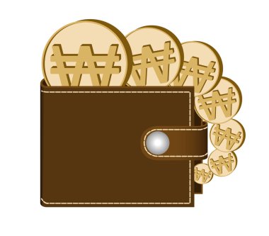 Kazanılan paralar ile kahverengi cüzdan 