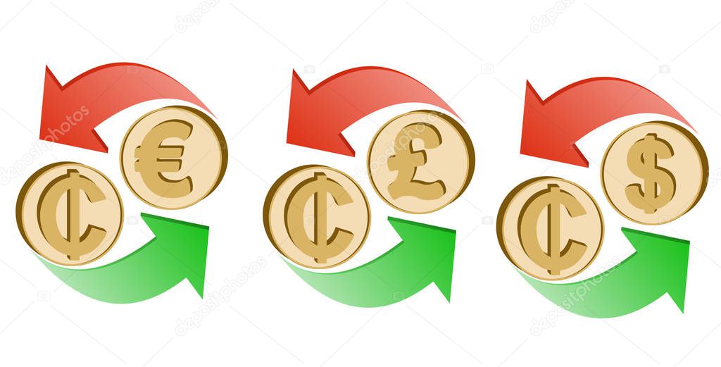 exchange cedi to euro, pound sterling and dollar