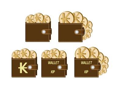 kip paralar ile kahverengi cüzdan set