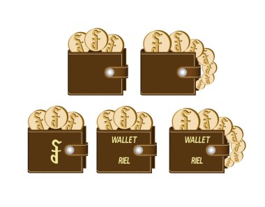 riel paralar ile kahverengi cüzdan set