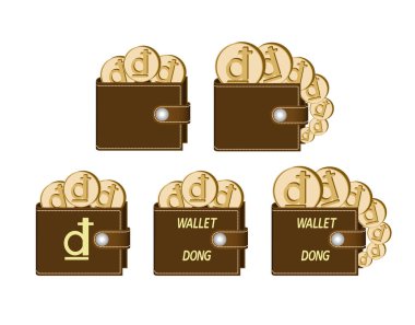 dong paralar ile kahverengi cüzdan set