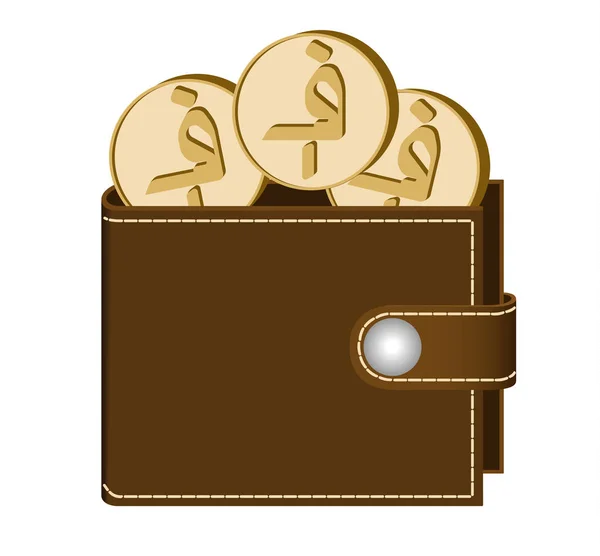 Billetera marrón con monedas afghani — Vector de stock