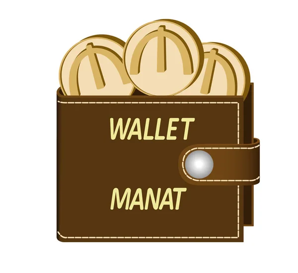 Коричневый бумажник с манатными монетами — стоковый вектор