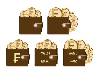 Frangı paralar ile kahverengi cüzdan set