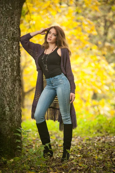 Happy Portrait Fashion Beautiful Sensual Young Caucasian Woman Long Hair — Stock Photo, Image