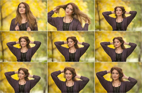 Happy Porträtt Mode Vacker Sensuell Ung Kaukasisk Kvinna Med Långt — Stockfoto