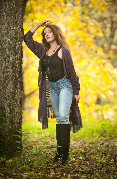 Happy Portrait Fashion Beautiful Sensual Young Caucasian Woman Long Hair — Stock Photo, Image