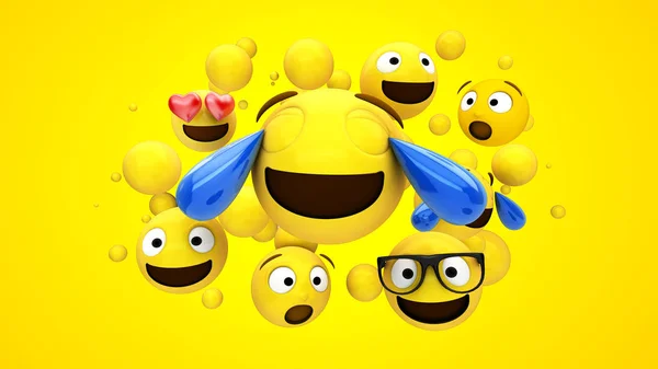 Yellow Characters Floating Rendering — Stock Photo, Image