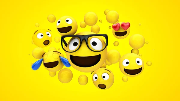 Yellow Characters Floating Rendering — Stock Photo, Image