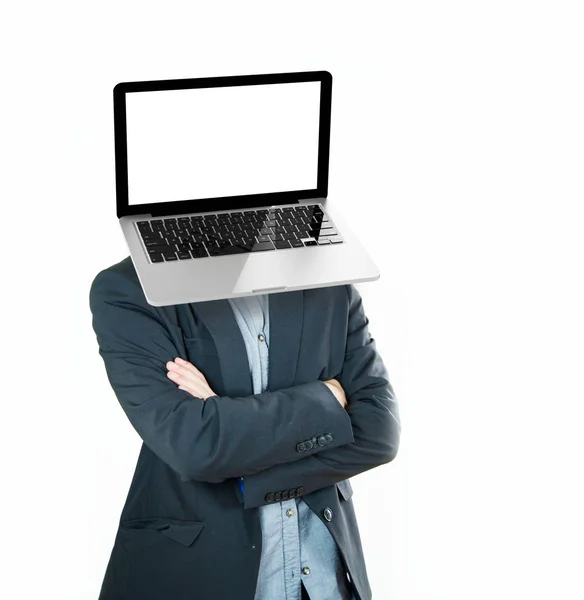 Businessman Laptop Head Technology Concept — Stock Photo, Image