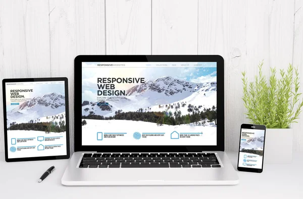 Rendering Devices Table Responsive Design — Stock Photo, Image