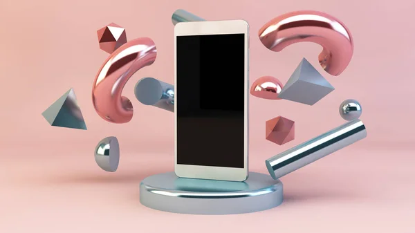 Smartphone Mock Geometrik Şekiller Ile Render — Stok fotoğraf