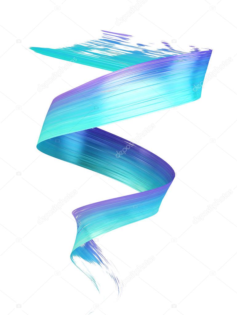 3d rendering pink and blue brush stroke