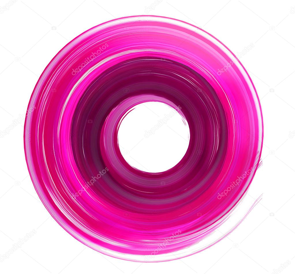 Circle brush stroke 3d rendering pink