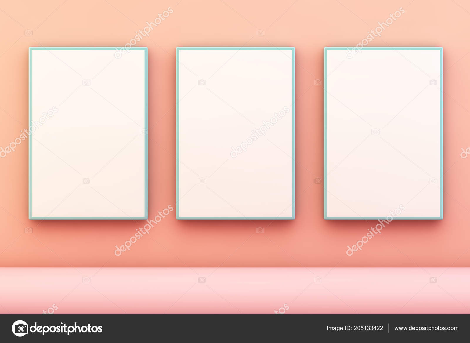 Three Frames Pink Wall Rendering Stock Photo Georgejmtle Three Frames Pink Wall Rendering Stock Photo