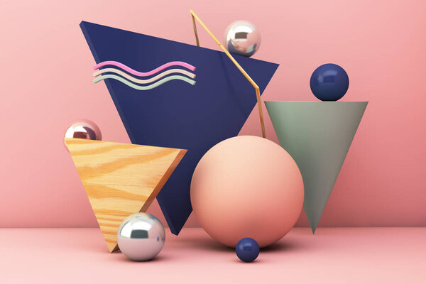 Rendering Abstract Primitives Composition — Stock Photo, Image