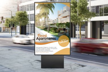 şehir cadde gayrimenkul üzerinde poster 3d render billboard