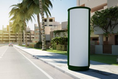 Reklam kiosk mockup sokakta 3d render