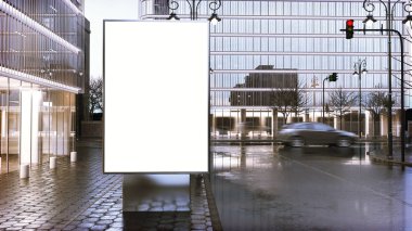 mockup şehir şehir üzerinde billboard. 3D render.
