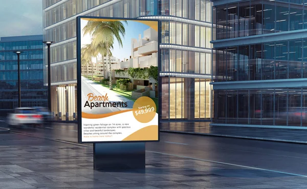 Real Estate Billboard Street Rendering — Stock Photo, Image