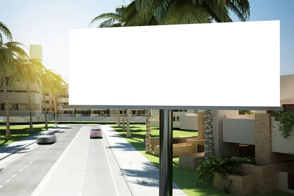 Μεγάλη Διαφήμιση Billboard Mockup Στην Πόλη Δρόμο Rendering — Φωτογραφία Αρχείου