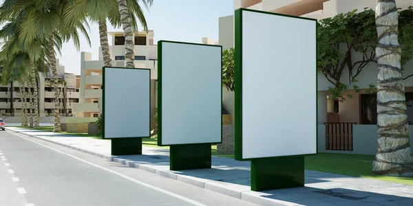 Üç sokakta 3d render reklam panoları