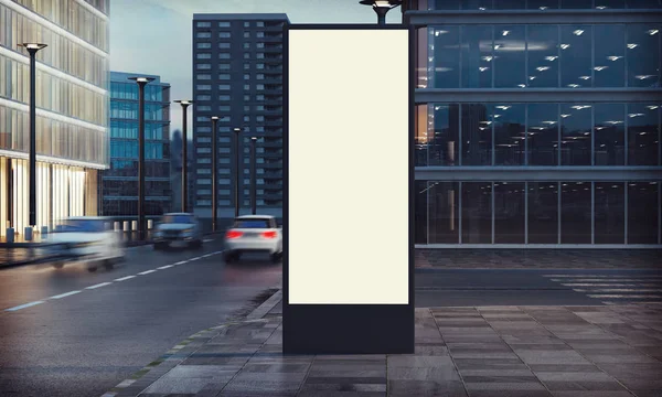 Рендеринг Міського Рекламного Щита Нічному Місті — стокове фото