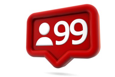 Sosyal medya izole 3d render için takipçileri bildirim simgesi 