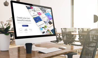 bilgisayar ile dijital web builder Web sitesi ekran iş ofisi 