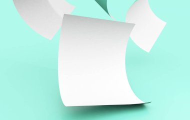 Nane arka plan 3d render üzerinde düşen kağıt sayfalarının 